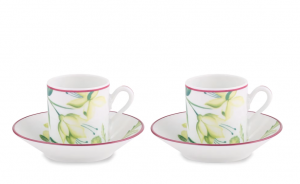 Ginori Florenza Acanto Coffee Cups + Saucers  Set 2